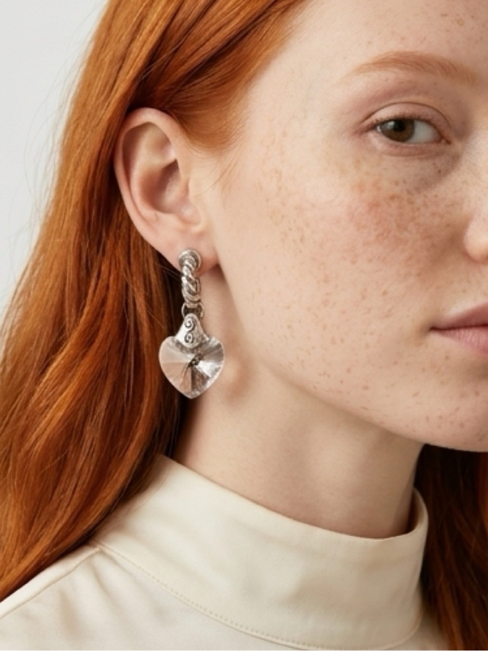 Brighton Post earrings - clear crystal with silver plated.